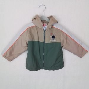 Park‎ Beach Kids Fleece Lined Coat Size 2T in Tan, Green w/ Patriotic Theme
